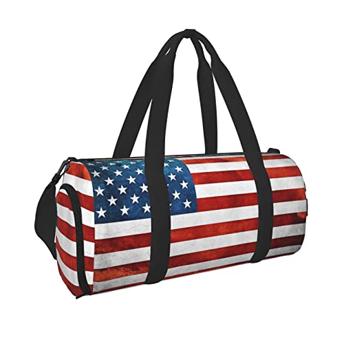 Bolsa de deporte con bolsillo húmedo y compartimento para zapatos, con bandera americana de los Estados Unidos, bolsa de viaje para hombres y mujeres, Black, Talla única,