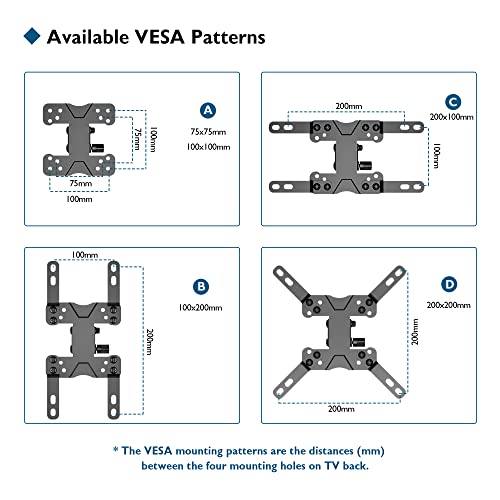 BONTEC Soporte TV Ruedas para Televisores Planos Curvos de 13 a 42 Pulgadas, Carrito de TV Móvil Portátil con 4 Ruedas, Soporte TV de Altura Ajustable de hasta 20 kg, máx. VESA 200X200mm