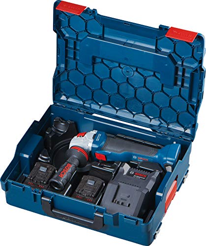 Bosch Professional 18V System GWS 18V-10 - Amoladora angular a batería (18V, disco Ø 125 mm, 9000 rpm, 2 baterías x 4.0 Ah, cargador, en L-BOXX)