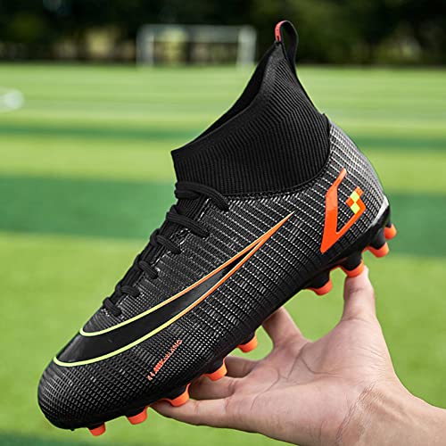 Botas de fútbol para hombre Botas de fútbol para niño con punta alta para fútbol, zapatos de entrenamiento profesional al aire libre zapatillas deportivas zapatillas de competición, negro 3, 36 2/3 EU