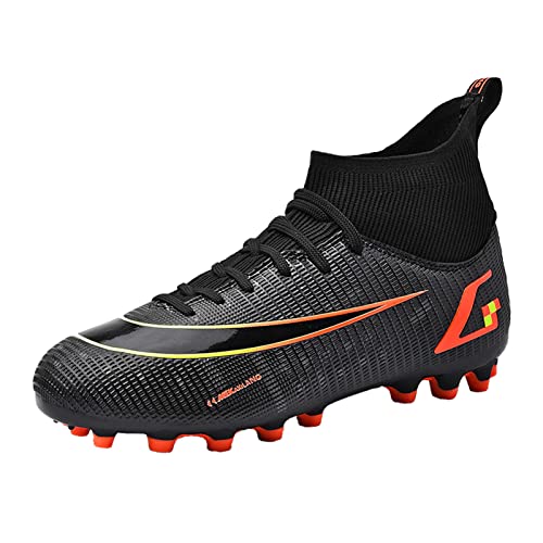 Botas de fútbol para hombre Botas de fútbol para niño con punta alta para fútbol, zapatos de entrenamiento profesional al aire libre zapatillas deportivas zapatillas de competición, negro 3, 36 2/3 EU