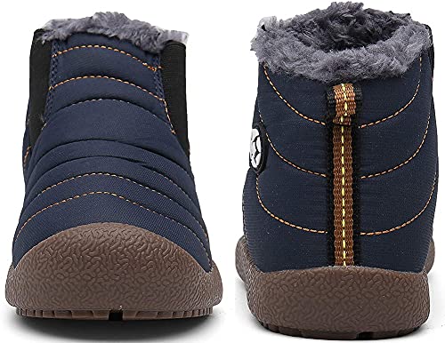 Botas de Nieve para Niños Invierno Calentar Forradas Botines Niña Niño Impermeables Planas Botas Suave Antideslizantes Azul(Niños) 27.5 EU = 28 CN