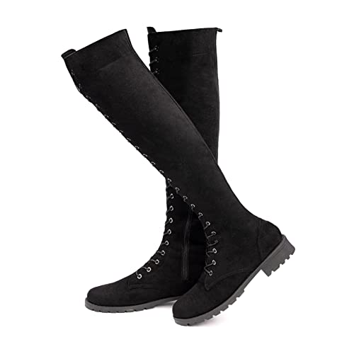 Botas Mujer Altas Botas Rodilla Elasticas Ante Tacon 4 Nero EU 38