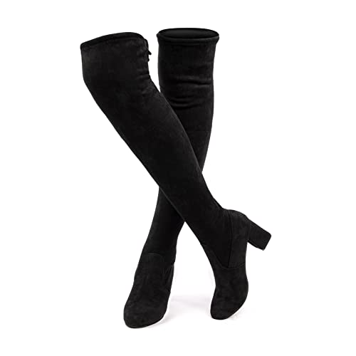 Botas Mujer Altas Botas Rodilla Elasticas Ante Tacon 5 Nero EU 40