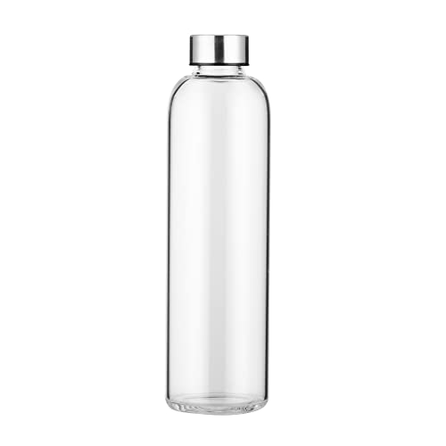 Botella Agua Cristal 1 Litro sin Bpa de Claro Borosilicato Vidrio con Neopreno Funda Reutilizable y Durable