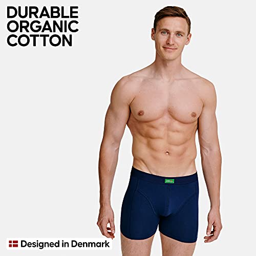 Boxer Calzoncillos Hombre Algodón Orgánico Pack de 3 Negro Azul Blanco (Azul, Medium)