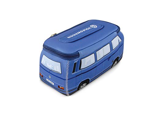 BRISA VW Collection – Volkswagen Furgoneta Bus T3 Camper Van Bolsa Universal de Neopreno, Neceser, Bolso de Maquillaje-Cosméticos-Aseo, Estuche de lápices, Caja de Almuerzo, Equipaje (Azul)