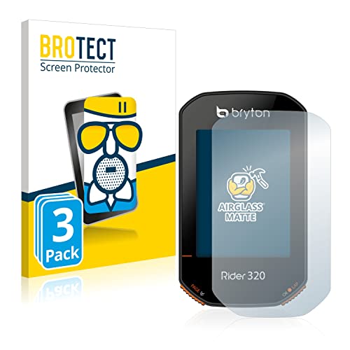 BROTECT Protector Pantalla Cristal Mate Compatible con Bryton Rider 320 Protector Pantalla Anti-Reflejos Vidrio, AirGlass (3 Unidades)