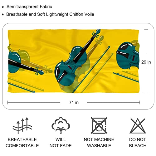 Bufanda grande de seda para mujer, diseño de vectores de violín, bufanda de manchas grandes para pañuelo y cuello 180 cm x 73 cm para vacaciones, Violín Vector Pattern 1, L