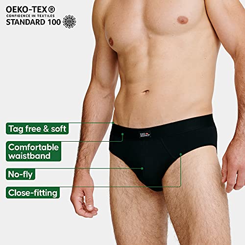 Calzoncillos Slip de Algodón para Hombre Pack de 6, Calzoncillos Brief, Corte Clásico, Ropa Interior Cómoda y Ultra Suave, Duradero, Negro, Gris, Blanco (Negro, XX-Large)