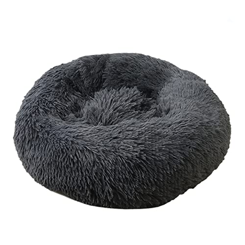 Cama De Gato 50cm Cama De Perro Mediano Pet Bed Cama Gato Redonda Cama para Mascotas Suave CáLida Cama para Perros De Felpa Cama Perros Redonda Cama para Mascotas Relajante Gatos Mullida, Gris Oscuro