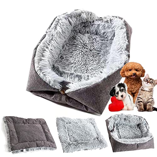 Cama Plegable para Mascotas, Cama para Mascotas 2 en 1, Cama para Gato, Cama para Perro con Doble Uso, Cama para Mascotas de Gran Tamaño, Apto para Gatitos y Cachorros (Gris)