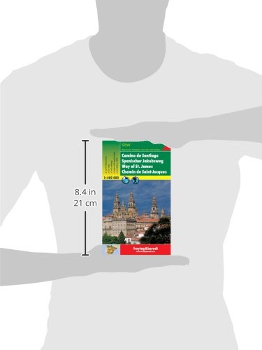 Camino de Santiago, todas las rutas, mapa de carreteras. Escala 1:400.000. Freytag & Berndt.: Touristische Informationen, Stadtplan, Wegmarkierungen, Ortsregister mit Postleitzahlen, GPS-tauglich