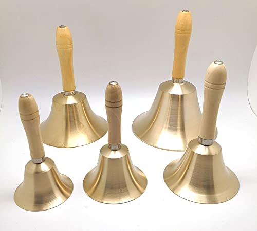 Campanas 8-1 7CM Campanas de Navidad Mango de madera Campana de cobre for la recepción noble Tienda de cena Hotel Iglesia Hand Traache School Handbell Decoración para decoraciones de bricolaje, Navida