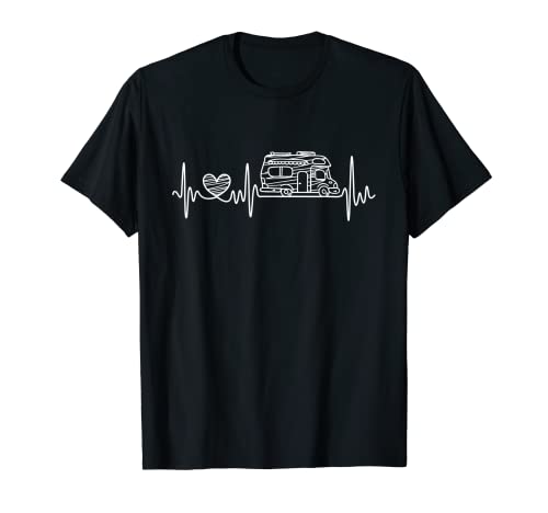 Camper Caravan Heartbeat ECG divertido Camiseta