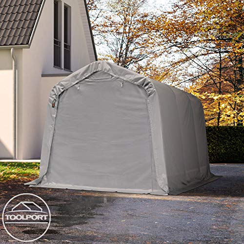 Carpa Garaje 2,4x3,6 m PVC de Alta Resistencia Aprox. 550 g/m² Garaje portátil Cobertizo Compacto de Almacenamiento Refugio 100% Impermeable Gris