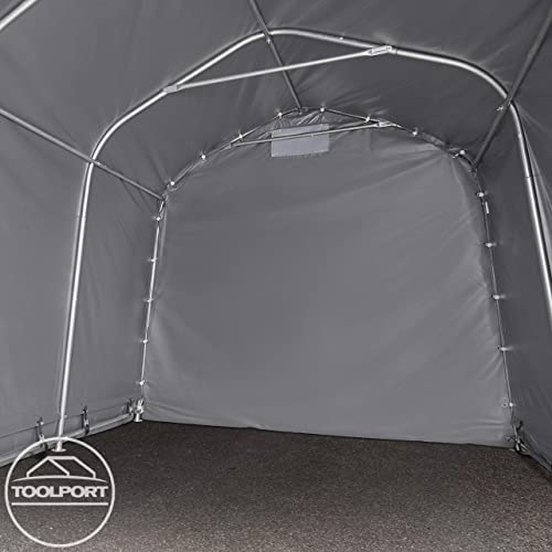 Carpa Garaje 2,4x3,6 m PVC de Alta Resistencia Aprox. 550 g/m² Garaje portátil Cobertizo Compacto de Almacenamiento Refugio 100% Impermeable Gris