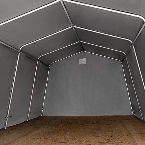 Carpa Garaje 3,3 x 6,2 m PVC de Alta Resistencia Aprox. 500 g/m² Garaje portátil Cobertizo Compacto de Almacenamiento Refugio 100% Impermeable Gris