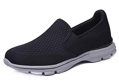 CELANDA Zapatillas Casuales para Hombre Zapatillas sin Cordones Ligeras y Transpirables Calzado Deportivo Bajas,A Negro 43 EU