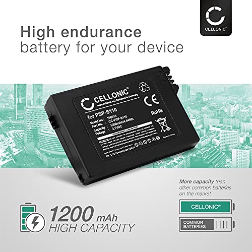 CELLONIC® Batería de Repuesto PSP-S110 para Sony PSP Brite (3000/3001 / 3004) / PSP Slim & Lite (2000/2004), 1200mAh PSP-S110, Accu de Larga duración Battery