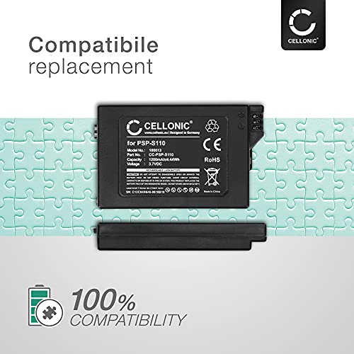 CELLONIC® Batería de Repuesto PSP-S110 para Sony PSP Brite (3000/3001 / 3004) / PSP Slim & Lite (2000/2004), 1200mAh PSP-S110, Accu de Larga duración Battery