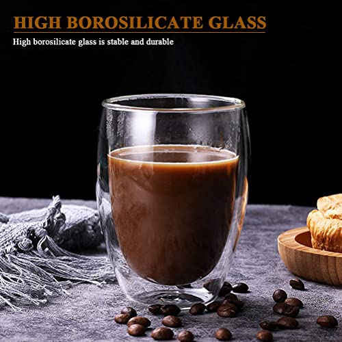 CENBEN 2 Pcs 350 ML Vaso Doble Pared Tazas Cristal Vaso Doble Pared Cristal,Tazas de Cristal Café Espresso Transparente,Resistente al Calor para Bebida,Café,Té,Leche,Cerveza