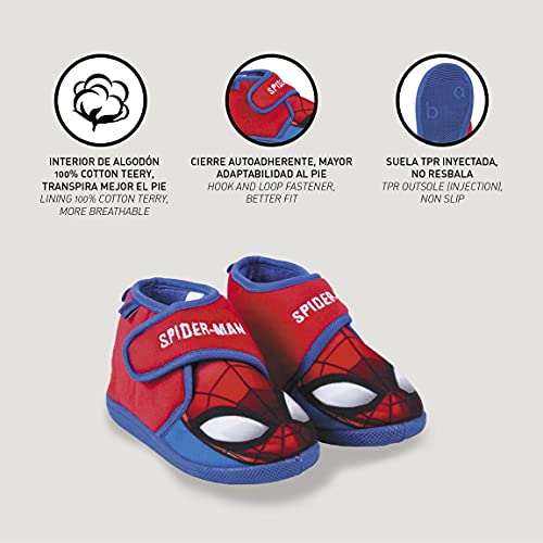 CERDÁ LIFE'S LITTLE MOMENTS, Zapatilla Bota Niño Casa de Spiderman-Licencia Oficial Marvel, Rojo, 24 EU