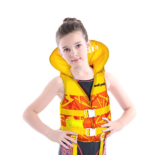 Chaleco de natación para niños - Chaleco de natación de flotación de natación para bebés con protección para la cabeza, Chaleco de natación de flotabilidad con hebilla ajustable (XS-11-15KG, Amarillo)