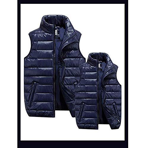 Chaleco de Plumas para Hombre Sin Mangas Invierno Súper Ligero Chalecos Abrigos Casuales Acolchados con Cuello al Aire Libre (Azul, 3XL)