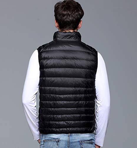 Chaleco Plumas Ligero Hombre Chaleco Plumifero Ligeros Hombre Chalecos Acolchado Caballero Abrigo Plumon Sin Manga Hombre Ultraligero Tallas Grandes Slim Fit Invierno Chalequillo Portátil Negro M