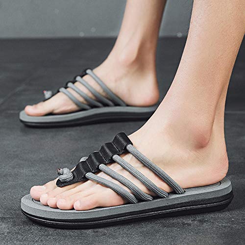 Chancletas Hombre Zapatillas De Hombre Cool Zapatillas De Caballero Aristocrático Tendencia Casual Zapatos De Playa Al Aire Libre Chanclas De Hombre Gray 43