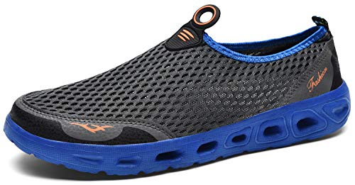 ChayChax Zapatos de Agua para Hombre Mujer Secado Rápido Escarpines de Playa Transpirable Malla Zapatillas Deportes Antideslizante Calzado de Natación Surf Piscina, Gris Azul, 46 EU