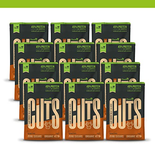 Cherky Eco Cuts BBQ. Snack Orgánico de Ternera; Sin Azúcar, Sin Aditivos, Sin Conservantes, Sin Lactosa. Biltong 12ux30g