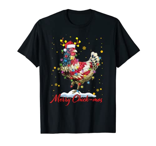 Chicken Reno Santa Hat Merry Chick-Mas Christmas Funny Camiseta