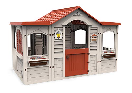 Chicos - Gran Casita Infantil de Exterior Le Chalet de Exterior e Interior | Fabricada en plástico Resistente y Duradero | Color Beige con tejado Rojo (89650)