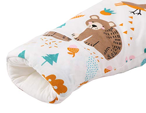 Chilsuessy Saco de dormir de invierno para bebé, mangas extraíbles, forro cálido, 3,5 tog, saco de dormir para niños y niñas, para niños de 6 meses a 6 años, animales del bosque, talla S (65-75 cm)