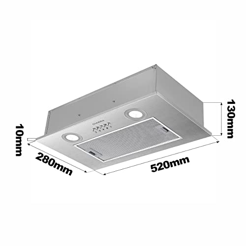 CIARRA CBCS5913A Campana Extractora Encastrable Evacuación al exterior y Recirculación interna por Filtro de Carbono CBCF005 Ancho 52 cm Capacidad 300 m³/h Acero Inoxidable