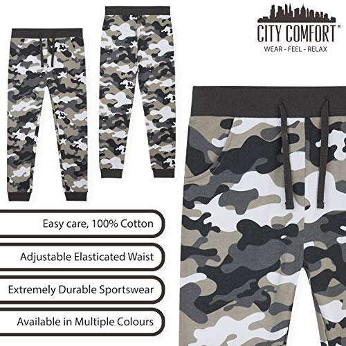 CityComfort Chandal Niño, Conjunto de 2 Piezas Sudadera con Capucha y Pantalon Chandal, Ropa Niño 100% Algodon, Regalos Para Niños Edad 3-14 Años (Gris Camo, 7_years)