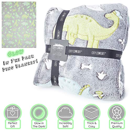 CityComfort Manta Polar Niño Dinosaurio Que Brilla en La Oscuridad, Fleece Blanket Mantas Nórdicas Super Suaves, Diseño Jurassic Accesorios Cuarto, Regalos Dinosaurios para Niños Niñas