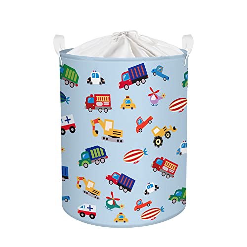 Clastyle 45L Cesto Ropa Sucia de Coche Dibujos Animados Cestas Lavanderia Plegable Azul con Cierre Cordón Cestos Almacenaje con Asa para Dormitorios, 36 * 45 cm