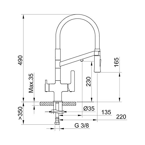 Clever 60729 Grifo de Cocina Chef Wt19 para Equipos de Calidad del Agua Econature Cold Open, cromado