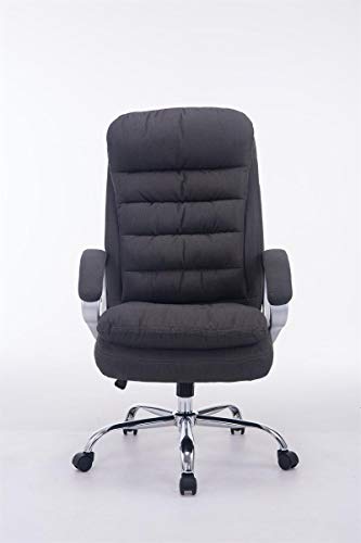 CLP Silla De Oficina Ergonómica Vancouver En Tela & Base con Ruedas I Silla De Escritorio Regulable En Altura & Giratoria, Color:Gris Oscuro