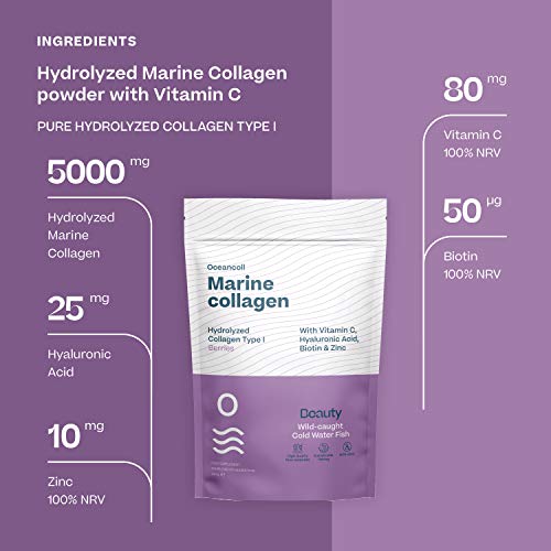 Colágeno Marino con Ácido Hialurónico, Vitamina C, Biotina y Zinc | Colágeno Hidrolizado para Piel, Cabello y Uñas | Fórmula Antienvejecimiento | Frutos del Bosque, 348g | 60 dosis…