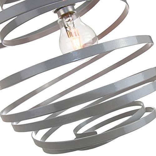 Colgante gris contemporáneo de la luz de techo del remolino del espiral de la cinta doble del metal brillante por Happy Homewares