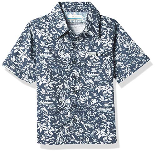 Columbia Slack Tide Camisa de Campamento de Manga Corta para niños, Niños, Slack Tide - Camiseta de Manga Corta, 193118, Color, Extra-Large