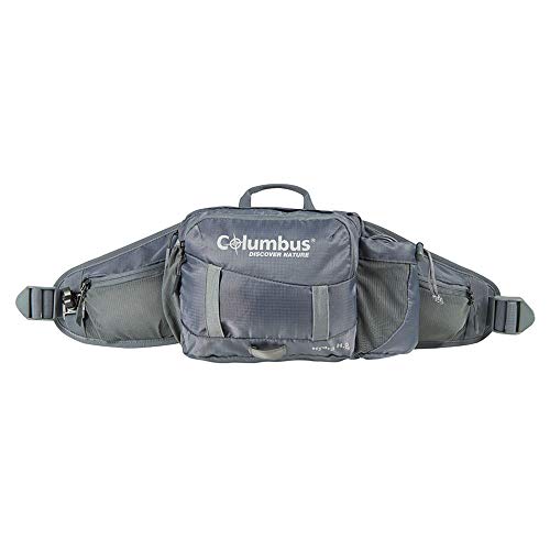 COLUMBUS Hydra Hip Belt | Cinturon de Hidratacion. Riñonera Deportiva para Senderismo, Trekking o Ciclismo. Cinturón con Compartimento para Bolsa de Agua, Ligero y Transpirable. Color Gris.