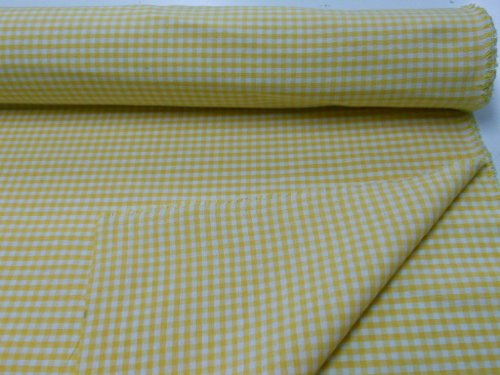 Confección Saymi Metraje 2,45 MTS Tejido Vichy, Cuadro pequeño 5x5 mm. Color Amarillo, con Ancho 2,80 MTS.