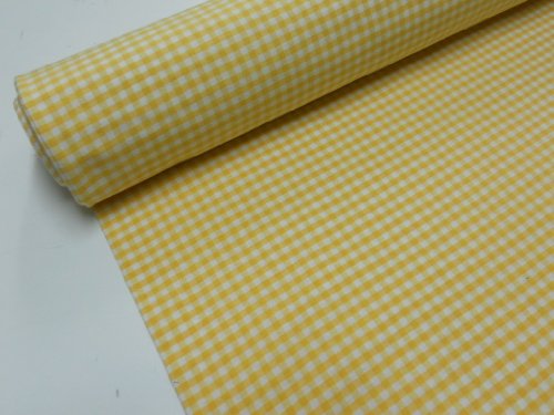 Confección Saymi Metraje 2,45 MTS Tejido Vichy, Cuadro pequeño 5x5 mm. Color Amarillo, con Ancho 2,80 MTS.