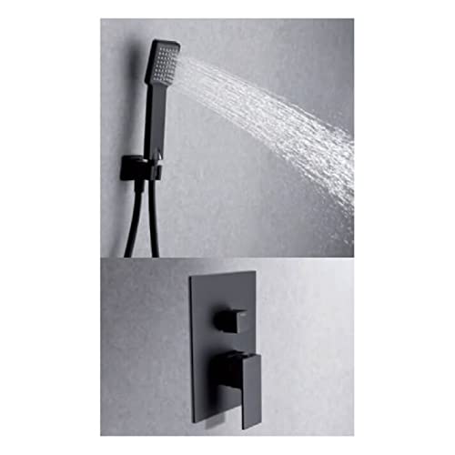 Conjunto de ducha TERMOSTATICO kit de baño empotrado techo negro mate Volga Imex GET015/NG