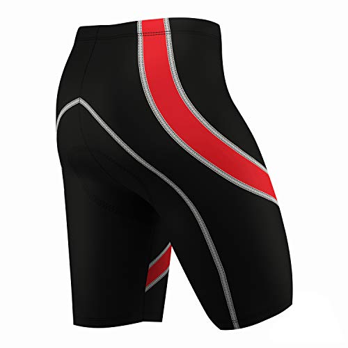 Coolmax - Pantalones cortos de ciclismo para hombre con acolchado antibac, Hombre, negro /rojo, M